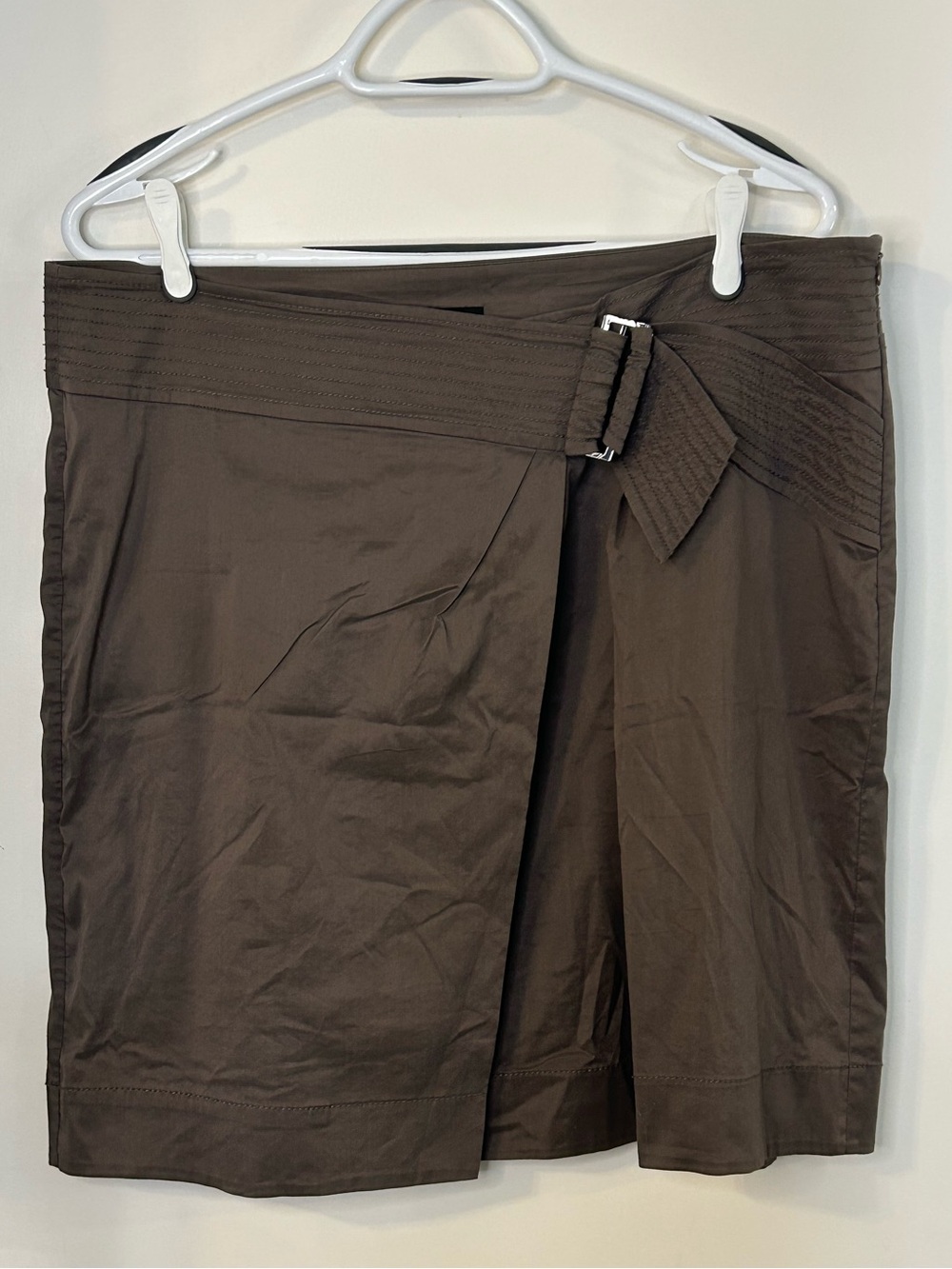 Esprit Collection Women’s Taupe Faux Wrap Skirt Buckle Detail Size 14